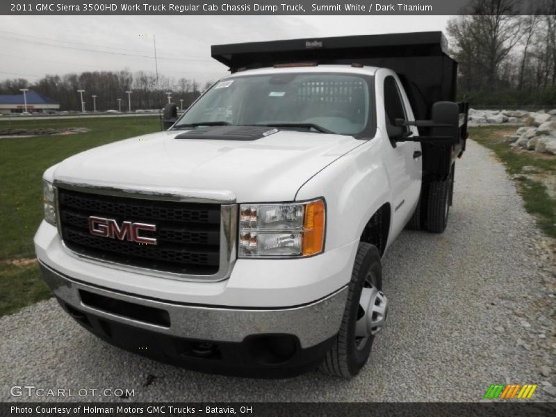 Summit White / Dark Titanium 2011 GMC Sierra 3500HD Work Truck Regular Cab Chassis Dump Truck