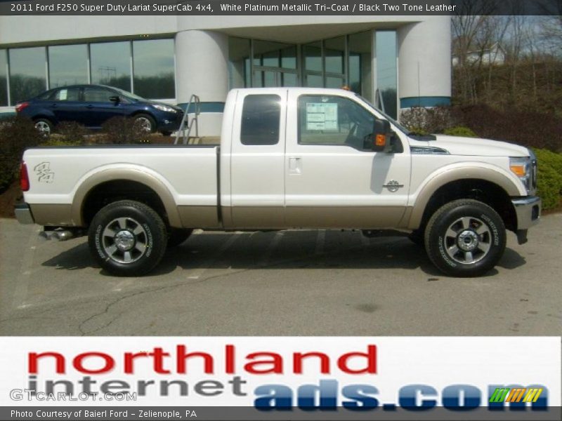 White Platinum Metallic Tri-Coat / Black Two Tone Leather 2011 Ford F250 Super Duty Lariat SuperCab 4x4