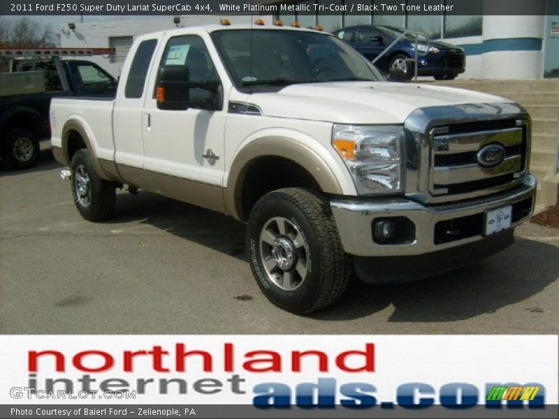 White Platinum Metallic Tri-Coat / Black Two Tone Leather 2011 Ford F250 Super Duty Lariat SuperCab 4x4