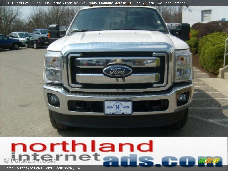 White Platinum Metallic Tri-Coat / Black Two Tone Leather 2011 Ford F250 Super Duty Lariat SuperCab 4x4