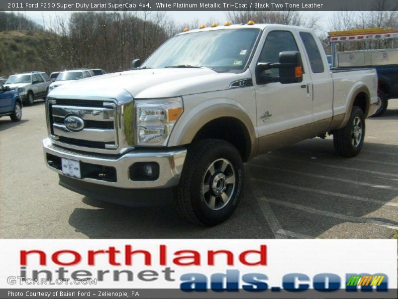White Platinum Metallic Tri-Coat / Black Two Tone Leather 2011 Ford F250 Super Duty Lariat SuperCab 4x4