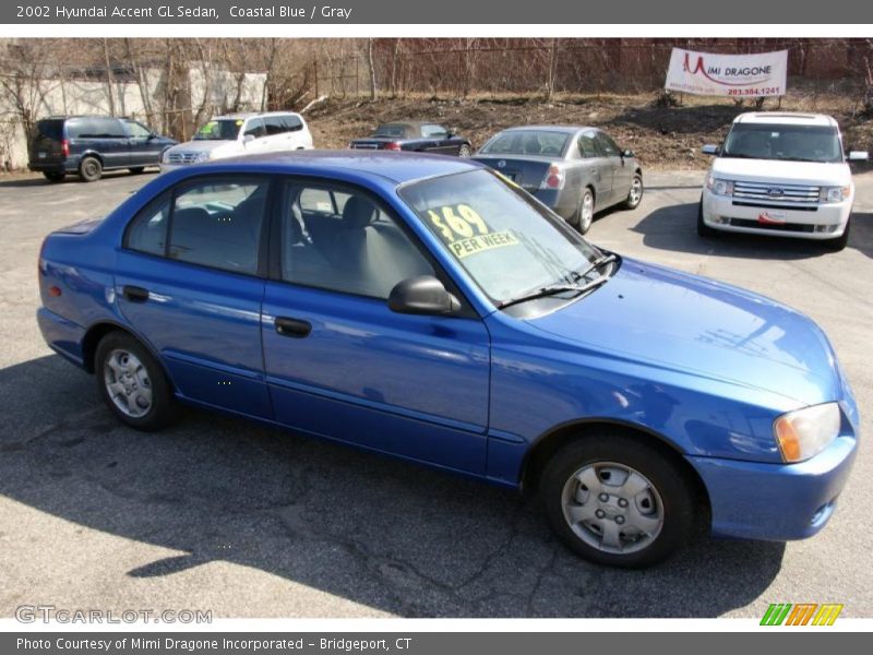 Coastal Blue / Gray 2002 Hyundai Accent GL Sedan