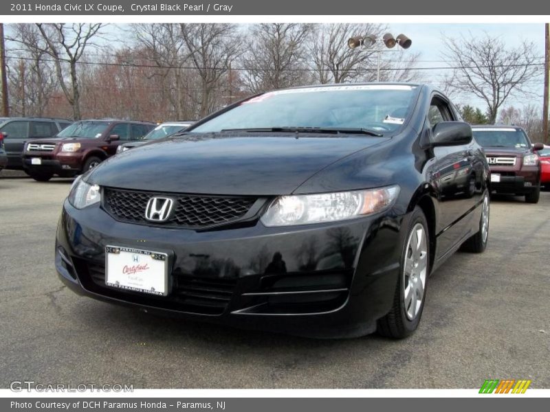 Crystal Black Pearl / Gray 2011 Honda Civic LX Coupe