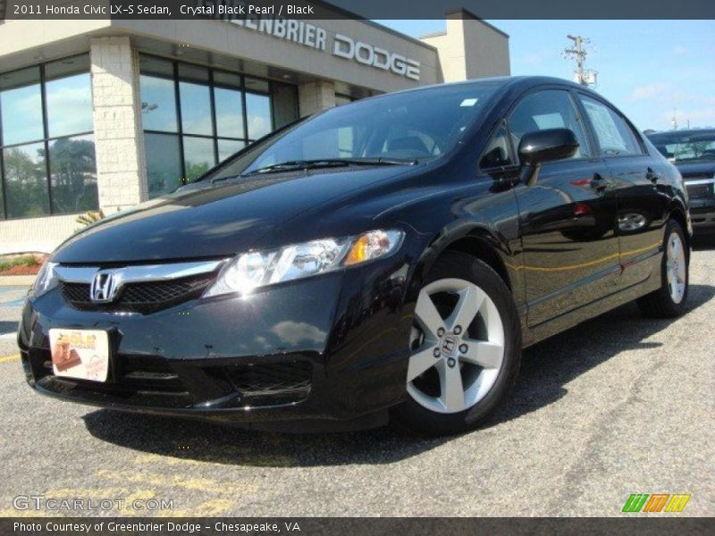 Crystal Black Pearl / Black 2011 Honda Civic LX-S Sedan