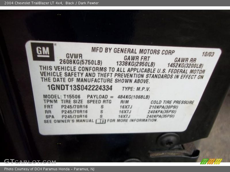 Black / Dark Pewter 2004 Chevrolet TrailBlazer LT 4x4