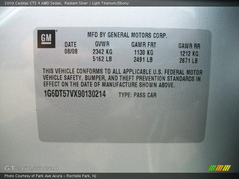 Radiant Silver / Light Titanium/Ebony 2009 Cadillac CTS 4 AWD Sedan