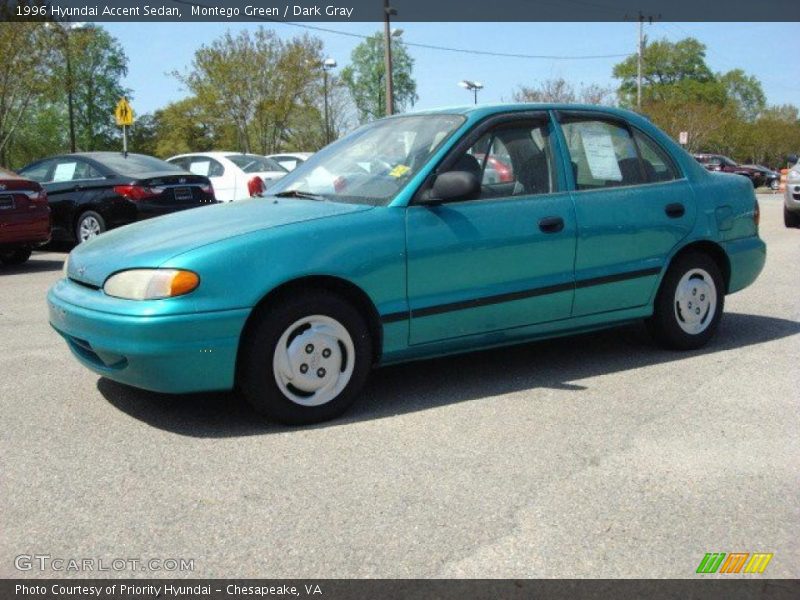 Montego Green / Dark Gray 1996 Hyundai Accent Sedan