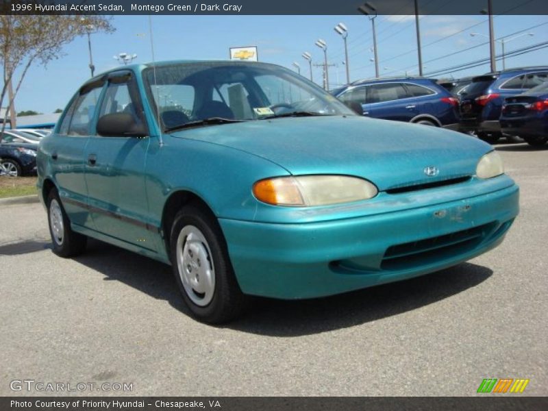 Montego Green / Dark Gray 1996 Hyundai Accent Sedan