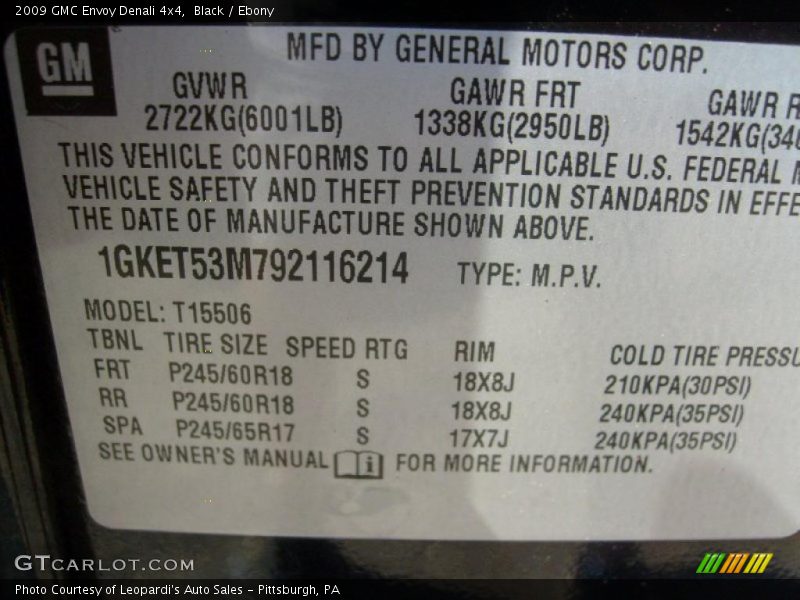 Black / Ebony 2009 GMC Envoy Denali 4x4