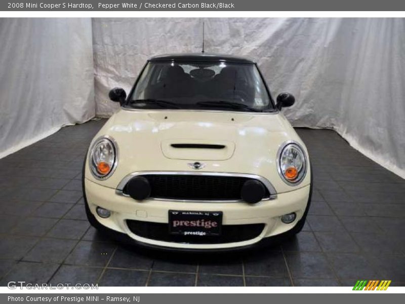 Pepper White / Checkered Carbon Black/Black 2008 Mini Cooper S Hardtop