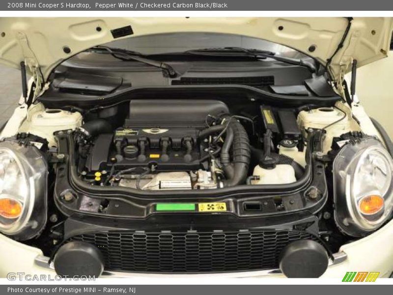 Pepper White / Checkered Carbon Black/Black 2008 Mini Cooper S Hardtop