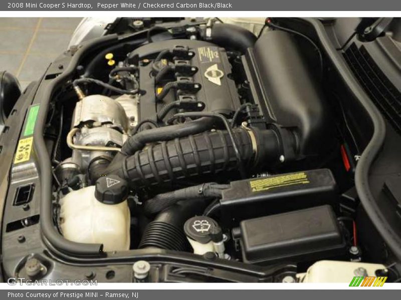 Pepper White / Checkered Carbon Black/Black 2008 Mini Cooper S Hardtop