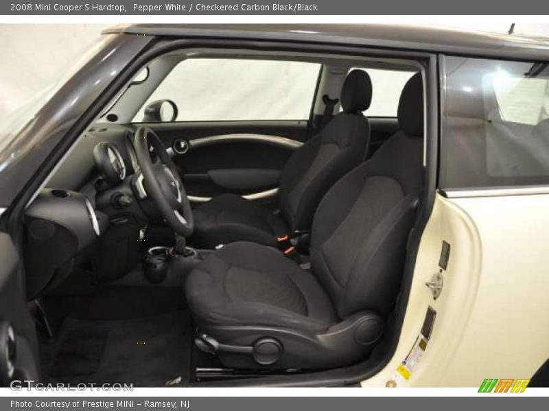 Pepper White / Checkered Carbon Black/Black 2008 Mini Cooper S Hardtop