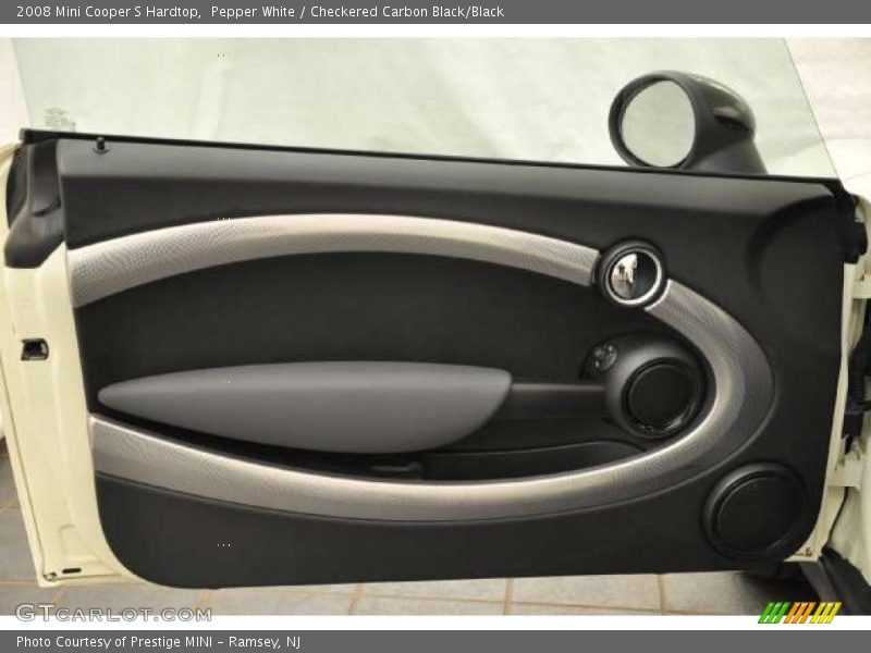 Pepper White / Checkered Carbon Black/Black 2008 Mini Cooper S Hardtop