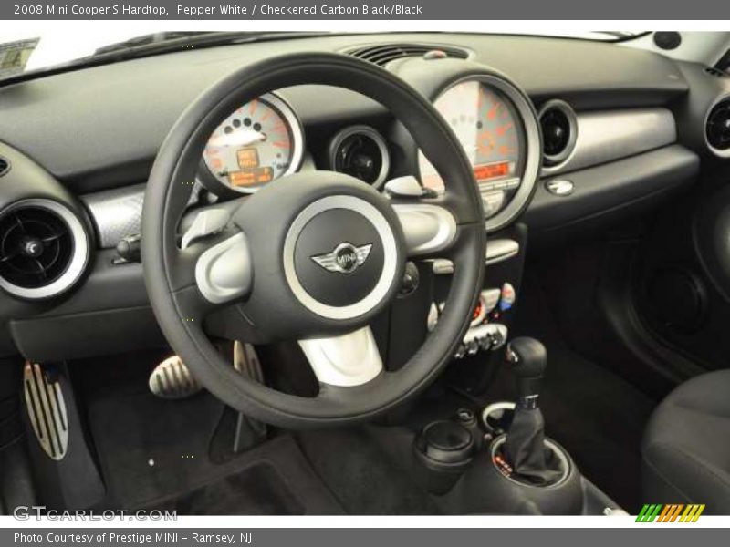 Pepper White / Checkered Carbon Black/Black 2008 Mini Cooper S Hardtop