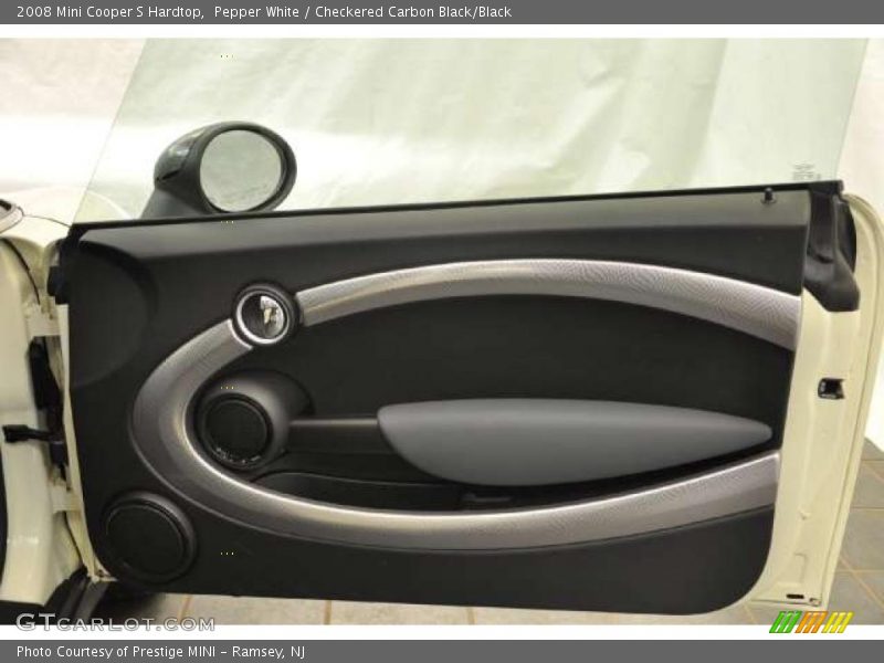 Pepper White / Checkered Carbon Black/Black 2008 Mini Cooper S Hardtop