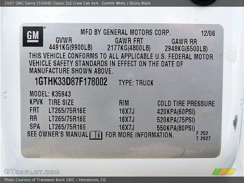 Summit White / Ebony Black 2007 GMC Sierra 3500HD Classic SLE Crew Cab 4x4