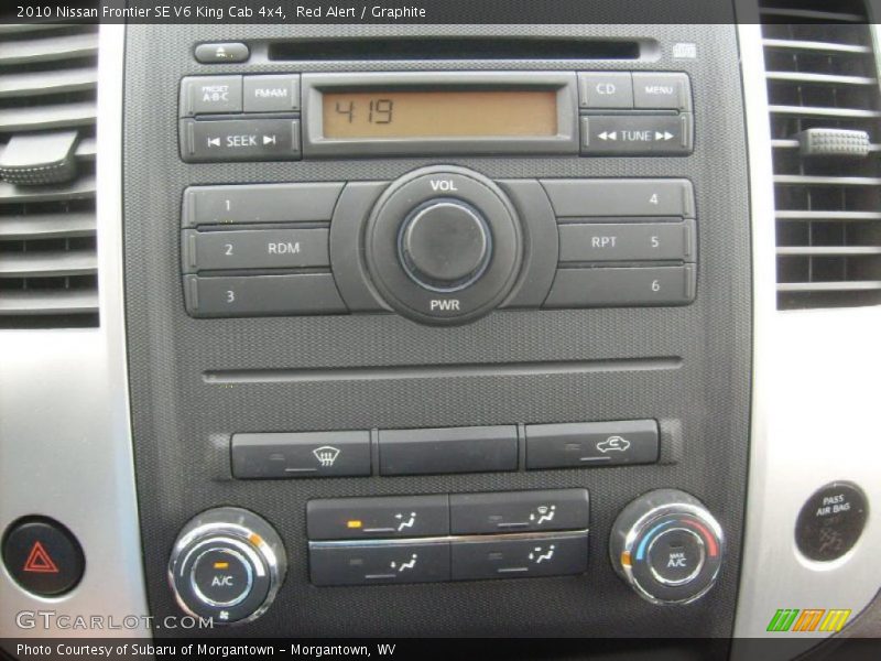 Controls of 2010 Frontier SE V6 King Cab 4x4