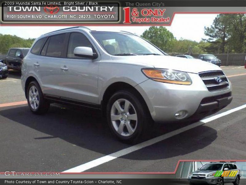 Bright Silver / Black 2009 Hyundai Santa Fe Limited