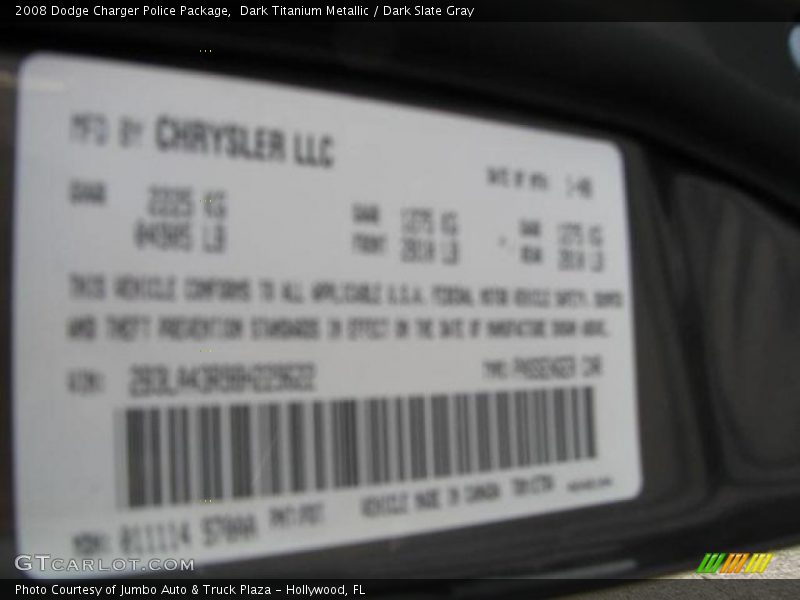 Dark Titanium Metallic / Dark Slate Gray 2008 Dodge Charger Police Package