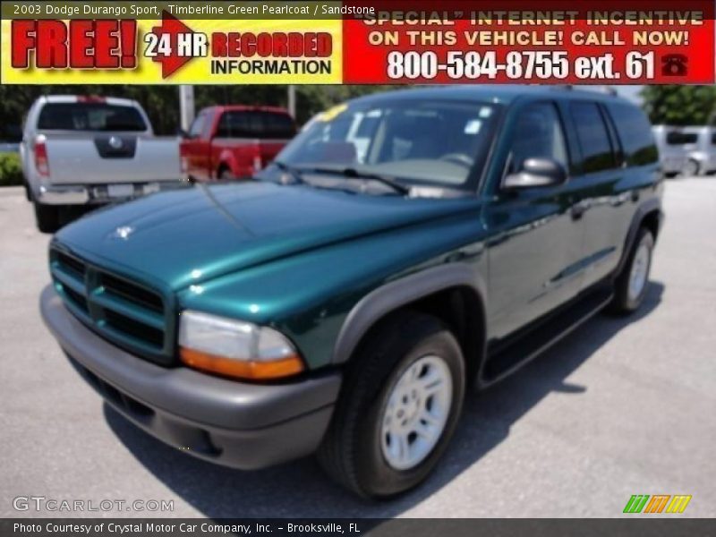 Timberline Green Pearlcoat / Sandstone 2003 Dodge Durango Sport