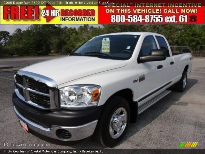 Bright White / Medium Slate Gray 2008 Dodge Ram 2500 SXT Quad Cab