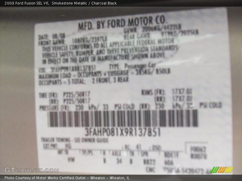 Smokestone Metallic / Charcoal Black 2009 Ford Fusion SEL V6