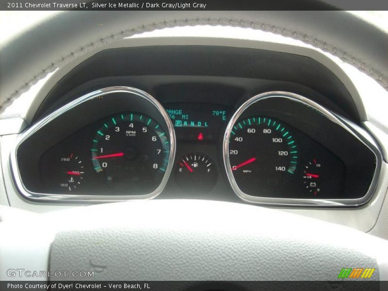 Silver Ice Metallic / Dark Gray/Light Gray 2011 Chevrolet Traverse LT