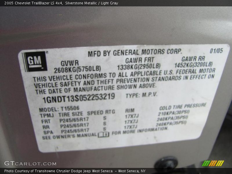 Silverstone Metallic / Light Gray 2005 Chevrolet TrailBlazer LS 4x4