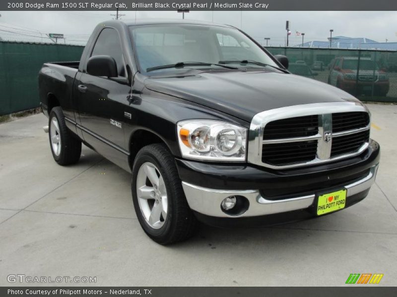 Brilliant Black Crystal Pearl / Medium Slate Gray 2008 Dodge Ram 1500 SLT Regular Cab