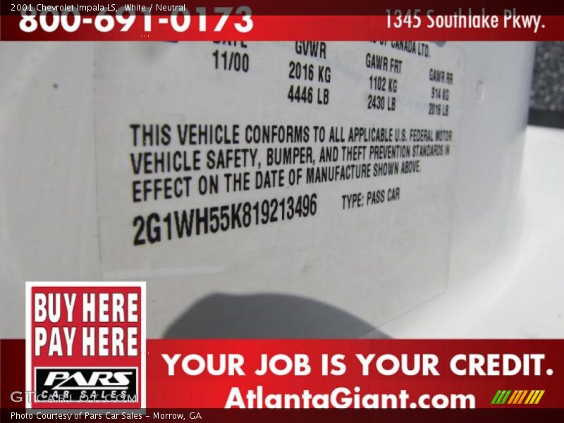 White / Neutral 2001 Chevrolet Impala LS