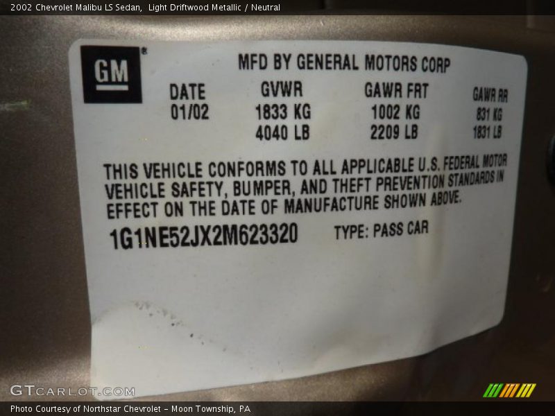 Light Driftwood Metallic / Neutral 2002 Chevrolet Malibu LS Sedan