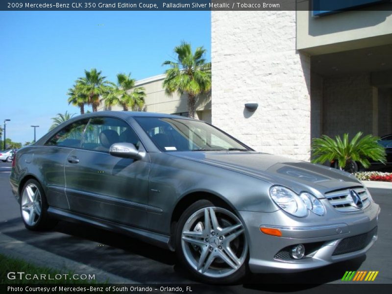 Palladium Silver Metallic / Tobacco Brown 2009 Mercedes-Benz CLK 350 Grand Edition Coupe