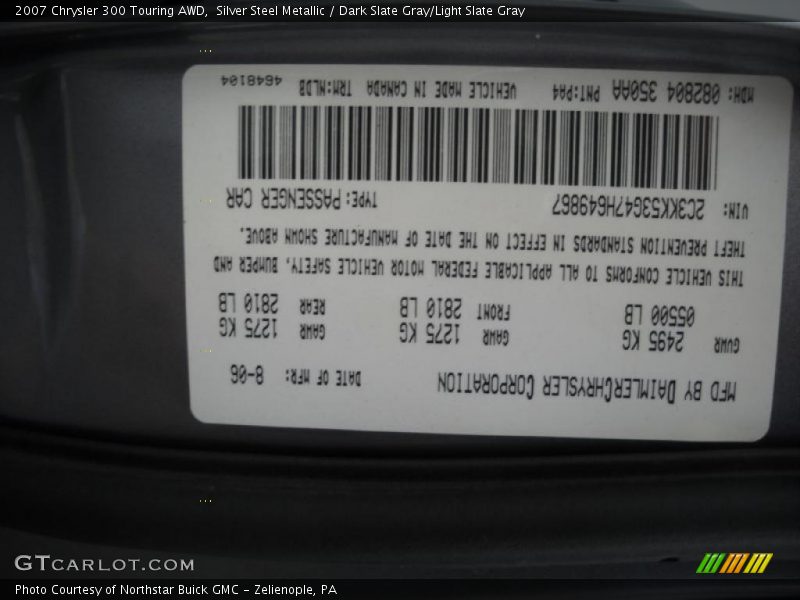 Silver Steel Metallic / Dark Slate Gray/Light Slate Gray 2007 Chrysler 300 Touring AWD