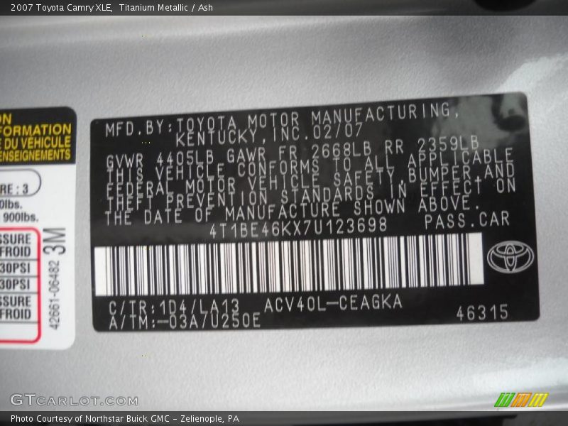 Titanium Metallic / Ash 2007 Toyota Camry XLE