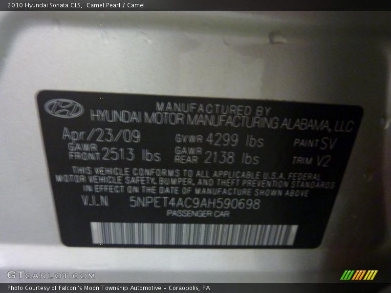 Camel Pearl / Camel 2010 Hyundai Sonata GLS