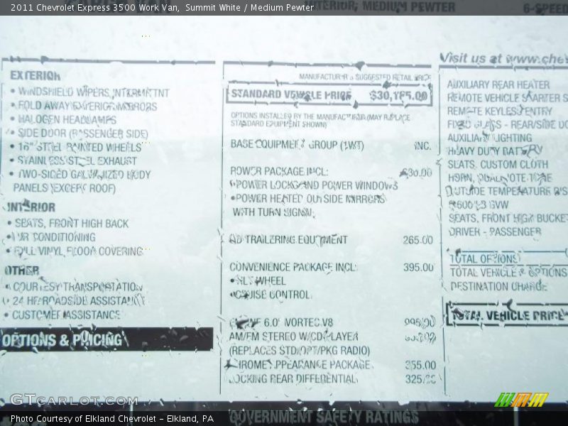 Summit White / Medium Pewter 2011 Chevrolet Express 3500 Work Van