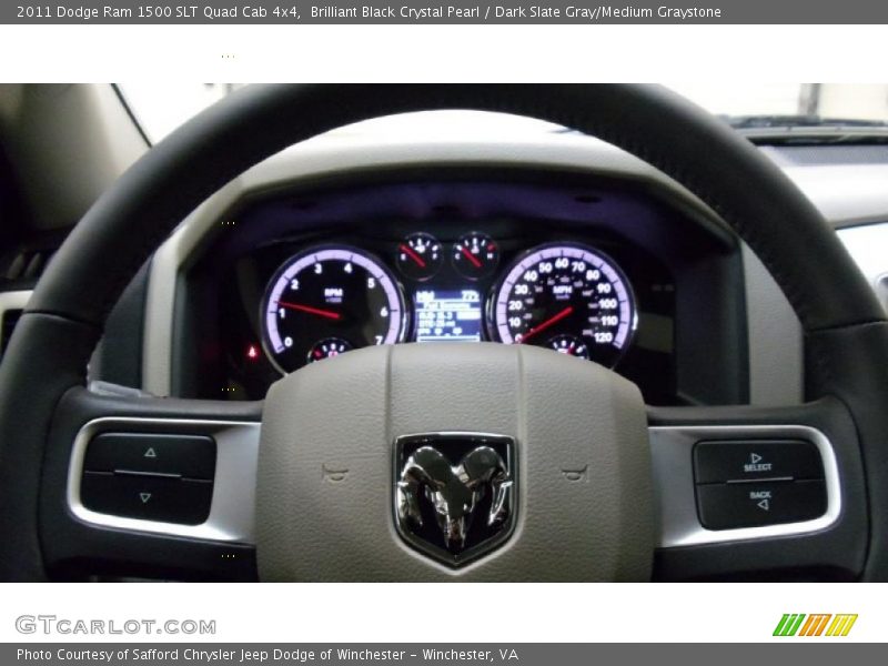 Brilliant Black Crystal Pearl / Dark Slate Gray/Medium Graystone 2011 Dodge Ram 1500 SLT Quad Cab 4x4