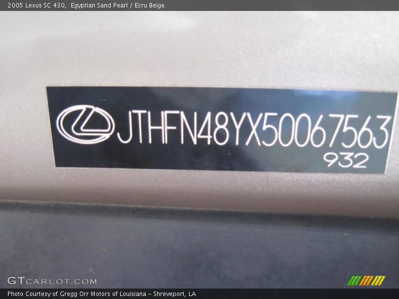 Egyptian Sand Pearl / Ecru Beige 2005 Lexus SC 430