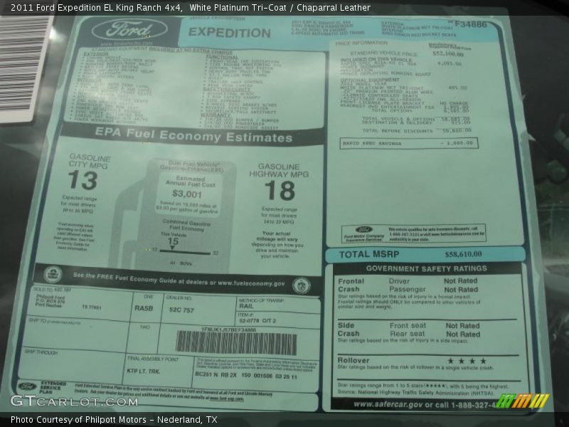  2011 Expedition EL King Ranch 4x4 Window Sticker