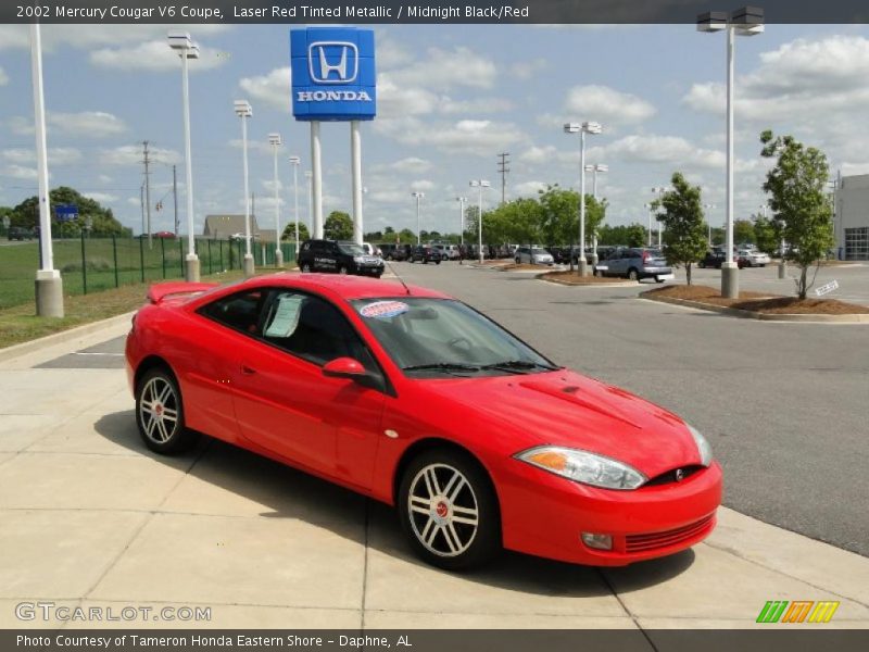 Laser Red Tinted Metallic / Midnight Black/Red 2002 Mercury Cougar V6 Coupe