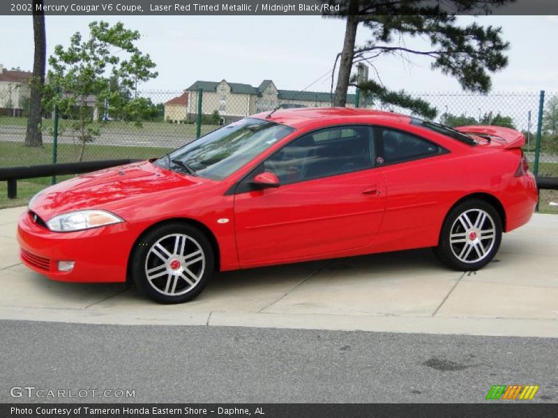 Laser Red Tinted Metallic / Midnight Black/Red 2002 Mercury Cougar V6 Coupe