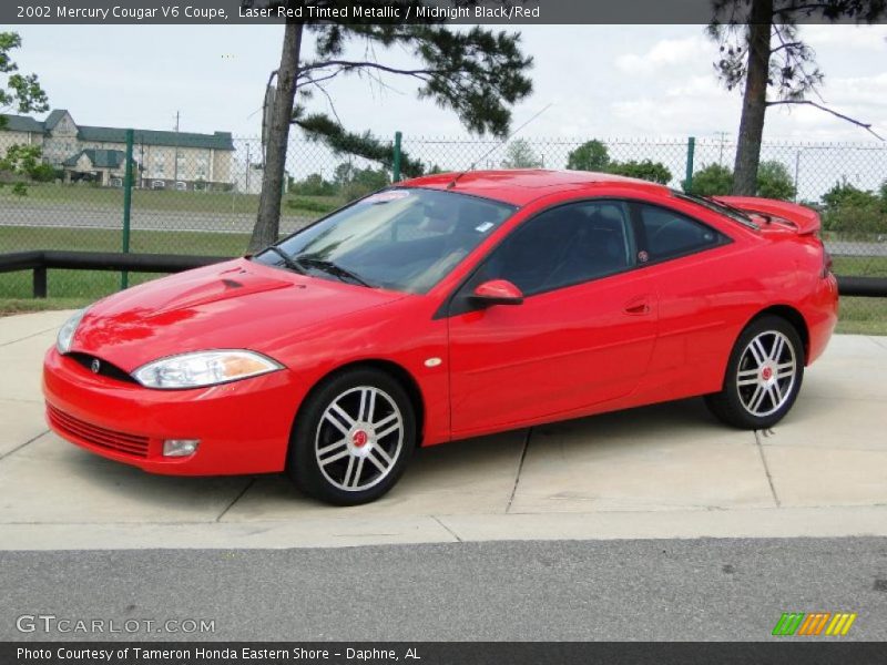 Laser Red Tinted Metallic / Midnight Black/Red 2002 Mercury Cougar V6 Coupe