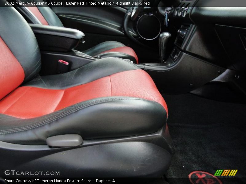 Laser Red Tinted Metallic / Midnight Black/Red 2002 Mercury Cougar V6 Coupe