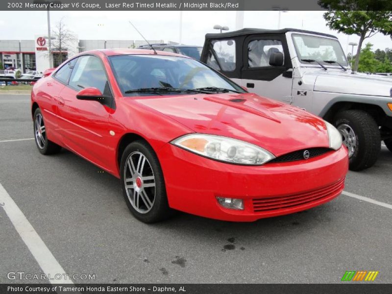 Laser Red Tinted Metallic / Midnight Black/Red 2002 Mercury Cougar V6 Coupe
