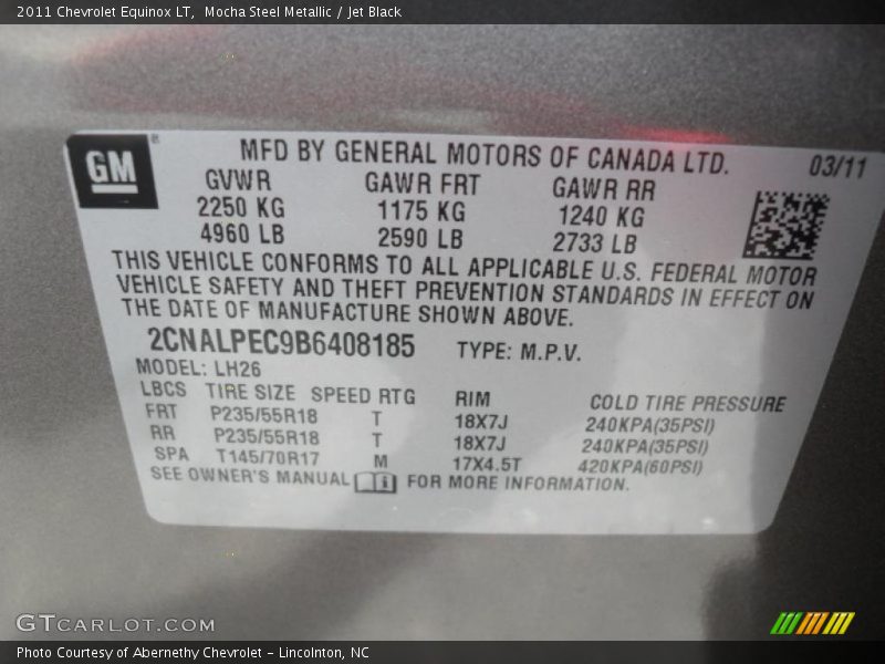 Mocha Steel Metallic / Jet Black 2011 Chevrolet Equinox LT