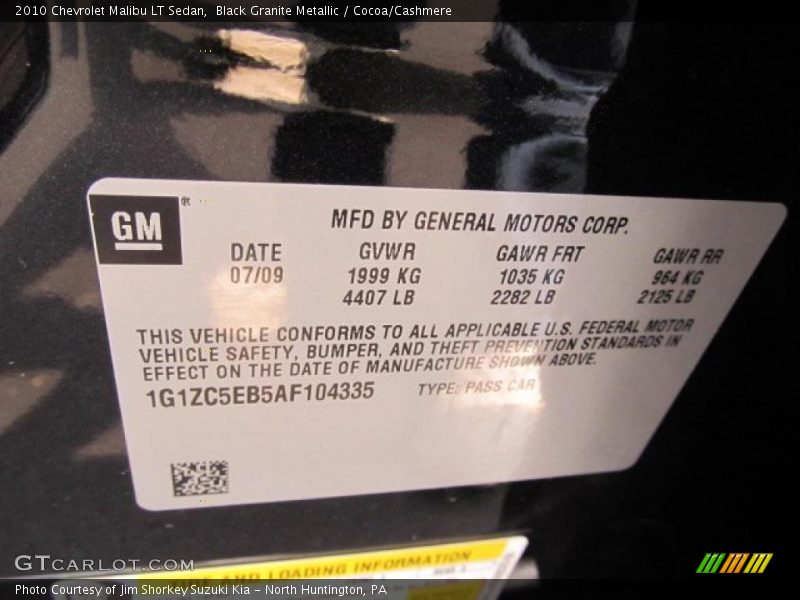 Black Granite Metallic / Cocoa/Cashmere 2010 Chevrolet Malibu LT Sedan