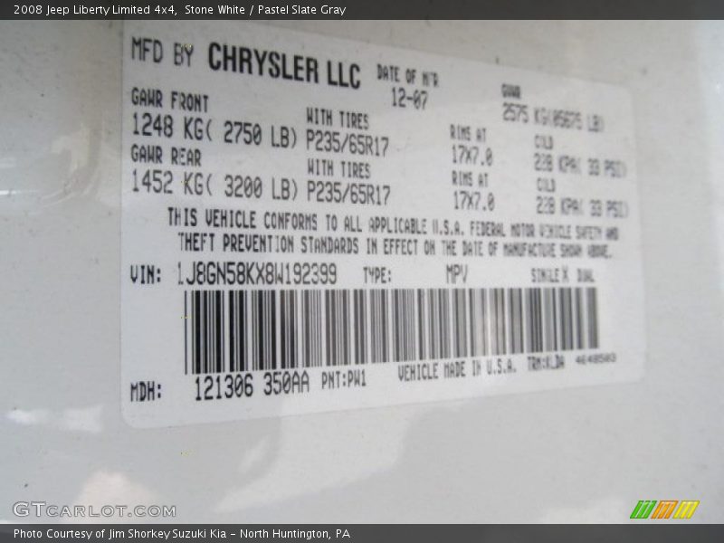 Stone White / Pastel Slate Gray 2008 Jeep Liberty Limited 4x4