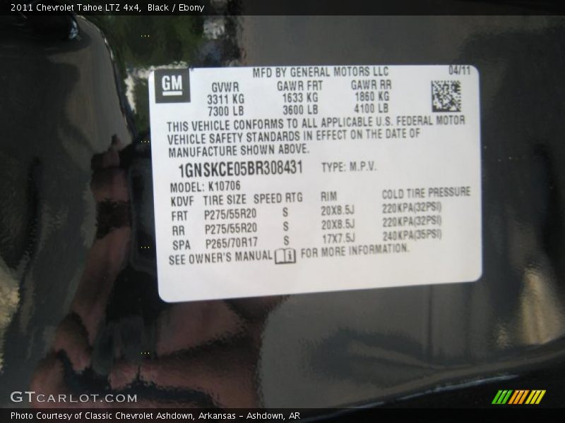 Black / Ebony 2011 Chevrolet Tahoe LTZ 4x4