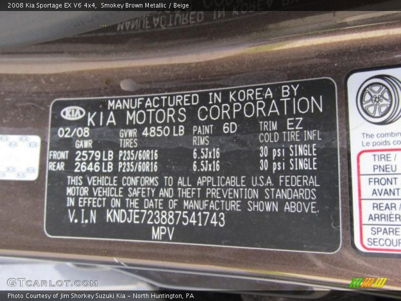 Smokey Brown Metallic / Beige 2008 Kia Sportage EX V6 4x4